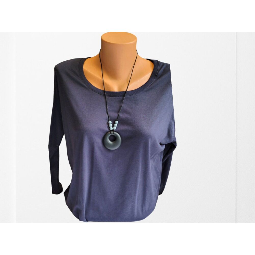 Black & Gray Silicone Beaded Pendant Mama Nursing Necklace